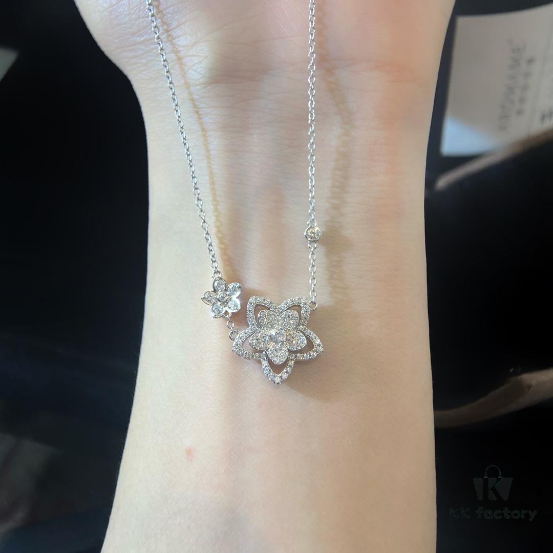 6930136f12f62673a6fac801 FlowerGirl White Gold Champagne Gold Graff Floral Duo Necklace