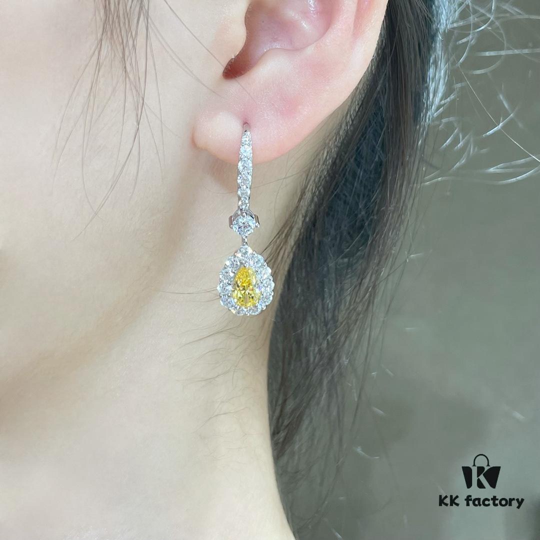 6930137a12f62673a6fac816 Hand-set with Imported Zircon, Graff-style Teardrop Yellow Diamond Earrings, Exquisitely Sparkling, the Choice of Goddesses, Known as 'Cupid's Tears'