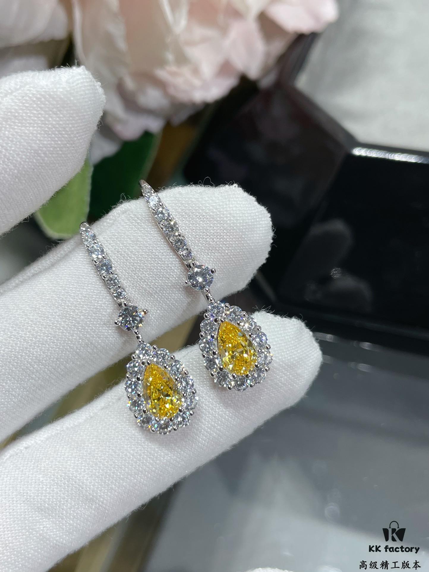 6930137b12f62673a6fac817 Hand-set with Imported Zircon, Graff-style Teardrop Yellow Diamond Earrings, Exquisitely Sparkling, the Choice of Goddesses, Known as 'Cupid's Tears'