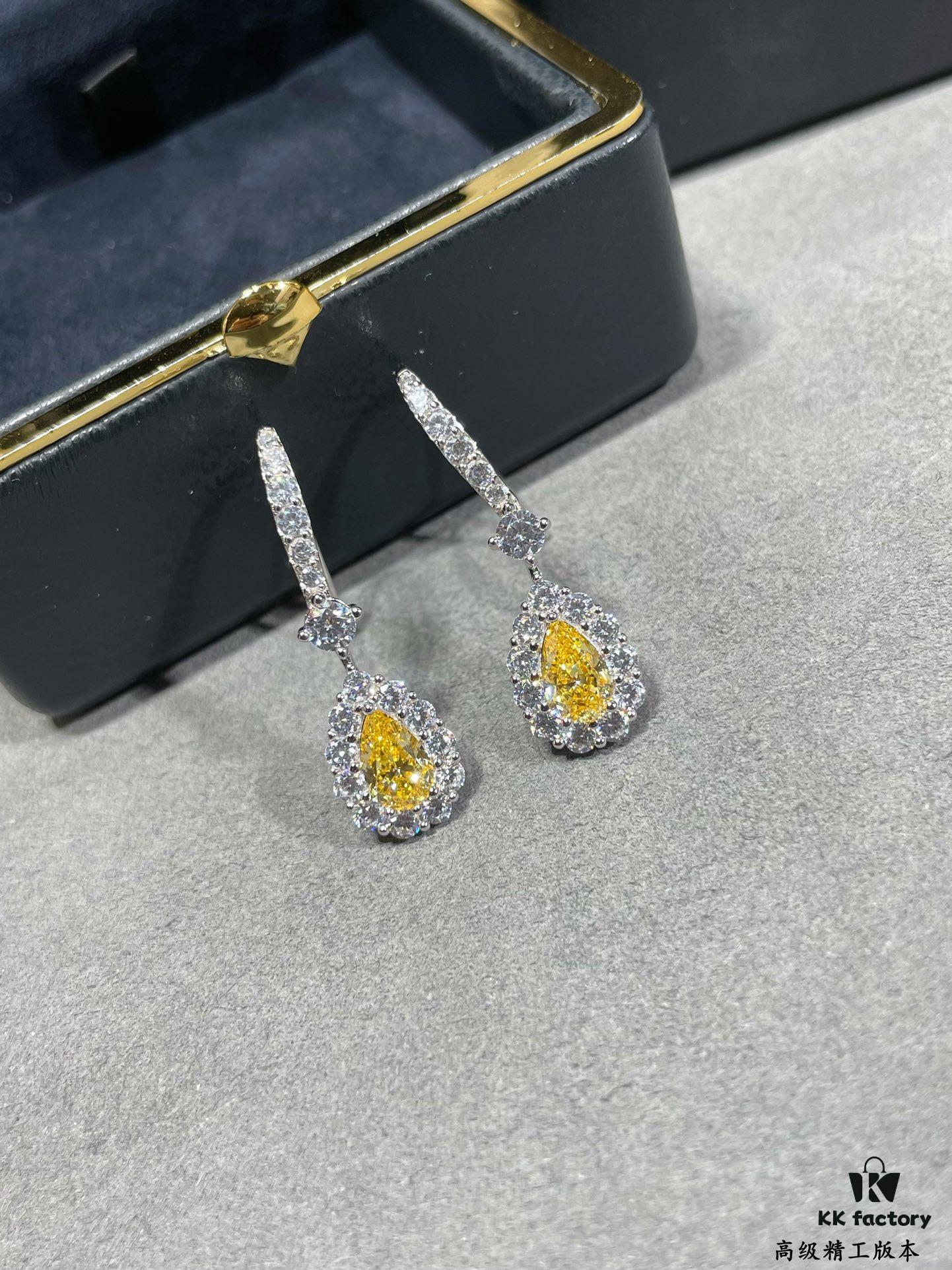 6930137e12f62673a6fac819 Hand-set with Imported Zircon, Graff-style Teardrop Yellow Diamond Earrings, Exquisitely Sparkling, the Choice of Goddesses, Known as 'Cupid's Tears'