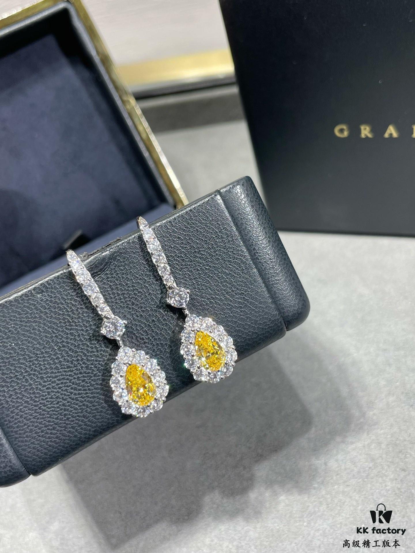6930137f12f62673a6fac81b Hand-set with Imported Zircon, Graff-style Teardrop Yellow Diamond Earrings, Exquisitely Sparkling, the Choice of Goddesses, Known as 'Cupid's Tears'