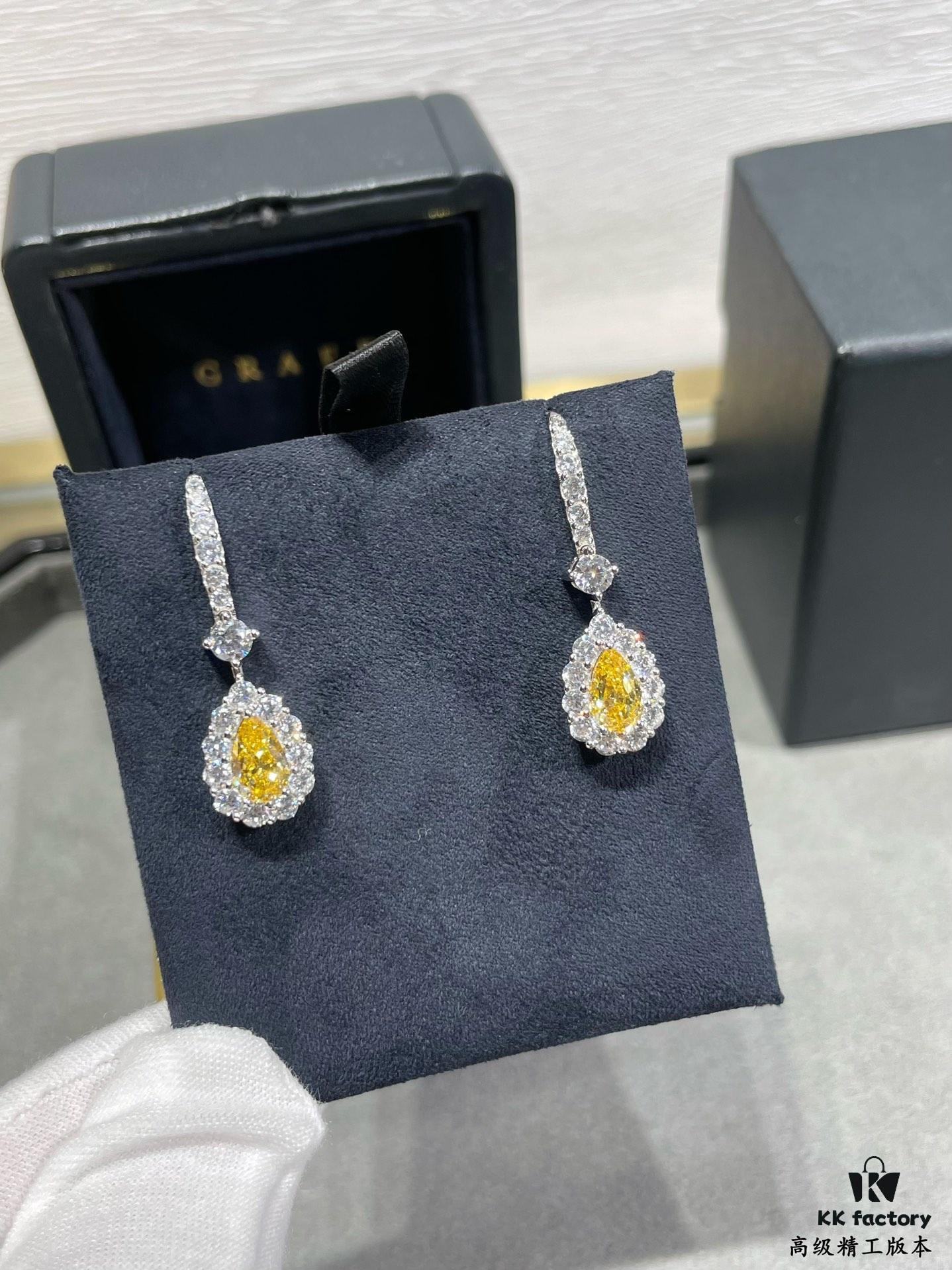 6930138012f62673a6fac81d Hand-set with Imported Zircon, Graff-style Teardrop Yellow Diamond Earrings, Exquisitely Sparkling, the Choice of Goddesses, Known as 'Cupid's Tears'