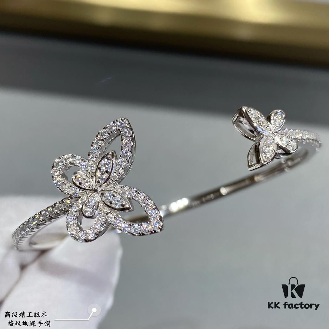 6930139f12f62673a6fac845 Graff Double Butterfly Open Bangle Bracelet Jewelry Featuring Top-Tier Zirconia