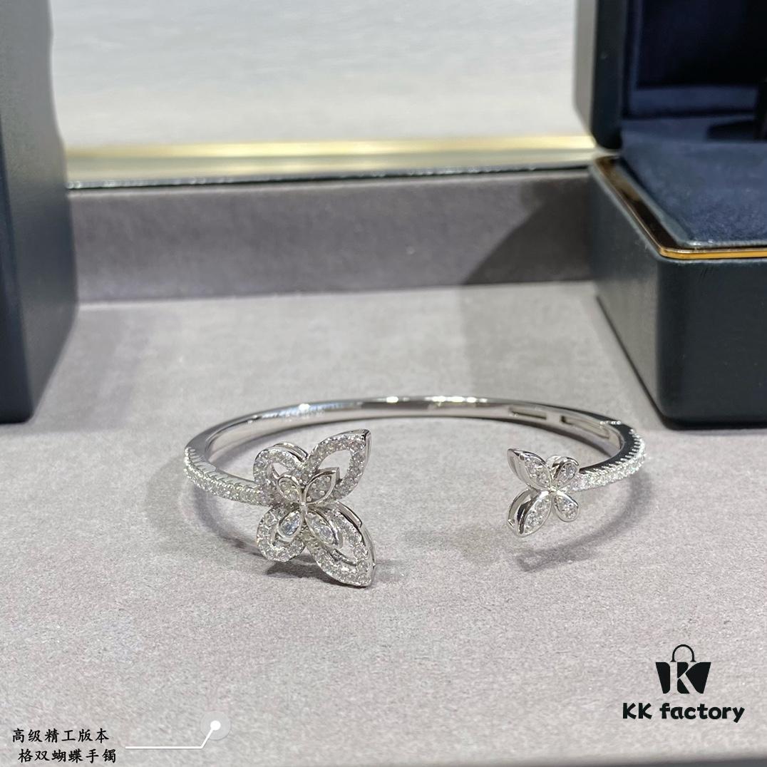 693013a212f62673a6fac84b Graff Double Butterfly Open Bangle Bracelet Jewelry Featuring Top-Tier Zirconia
