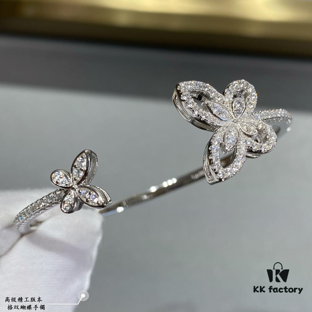 693013a312f62673a6fac84c Graff Double Butterfly Open Bangle Bracelet Jewelry Featuring Top-Tier Zirconia