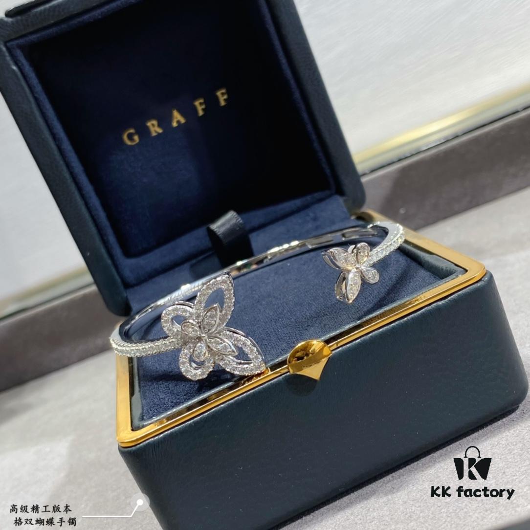 693013a312f62673a6fac84d Graff Double Butterfly Open Bangle Bracelet Jewelry Featuring Top-Tier Zirconia