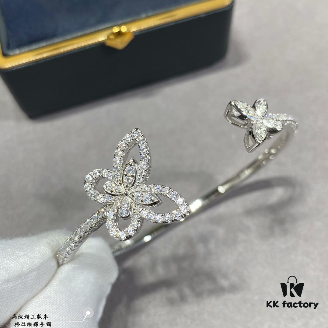 693013a312f62673a6fac84f Graff Double Butterfly Open Bangle Bracelet Jewelry Featuring Top-Tier Zirconia
