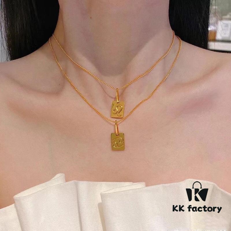 CELINE/Celine Trendy Minimalist Luxury Gold Zodiac Necklace Extremely Versatile