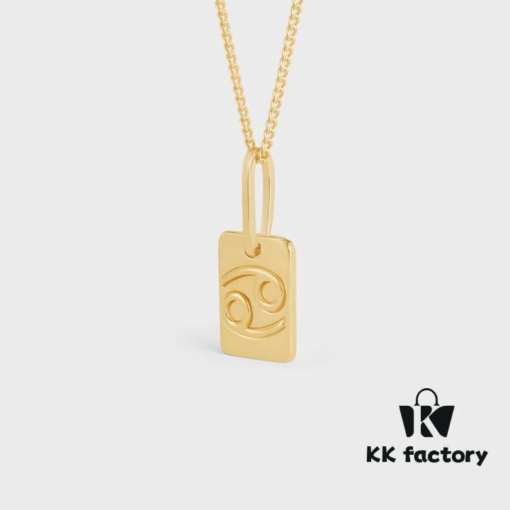 CELINE / Celine Luxury French Zodiac Cube Pendant Collarbone Necklace