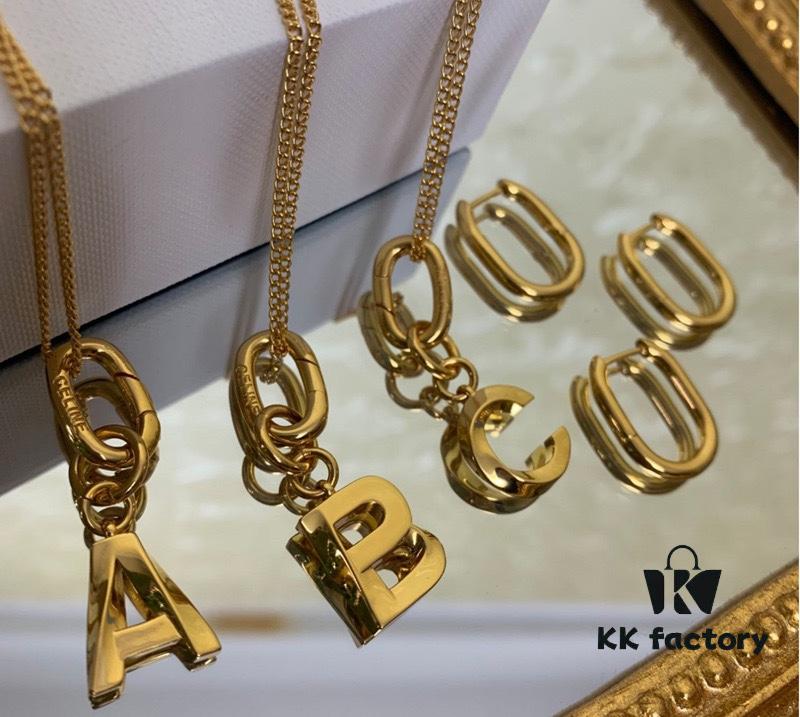 6930142f12f62673a6fac91f Celine Hot Sale! New Arrival Worldwide First Release! Celine 2021 New Alphabet Earrings and Necklace Multi-Wear Design