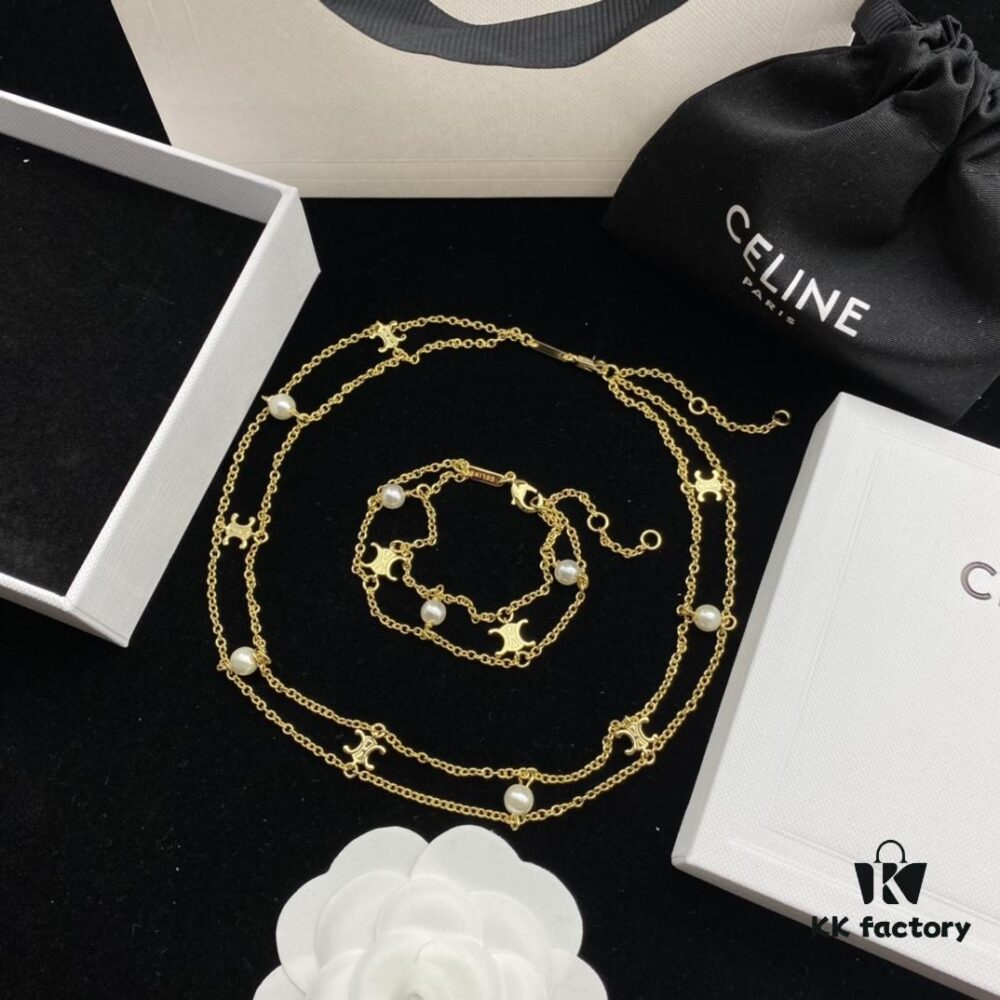 693014a012f62673a6fac9aa CELINE New Classic Pearl Elegant Necklace and Bracelet