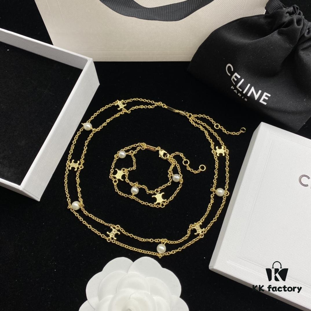 CELINE New Classic Pearl Elegant Necklace and Bracelet