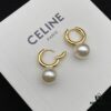 CELINE New Model Pearl Hoop Stud Earrings