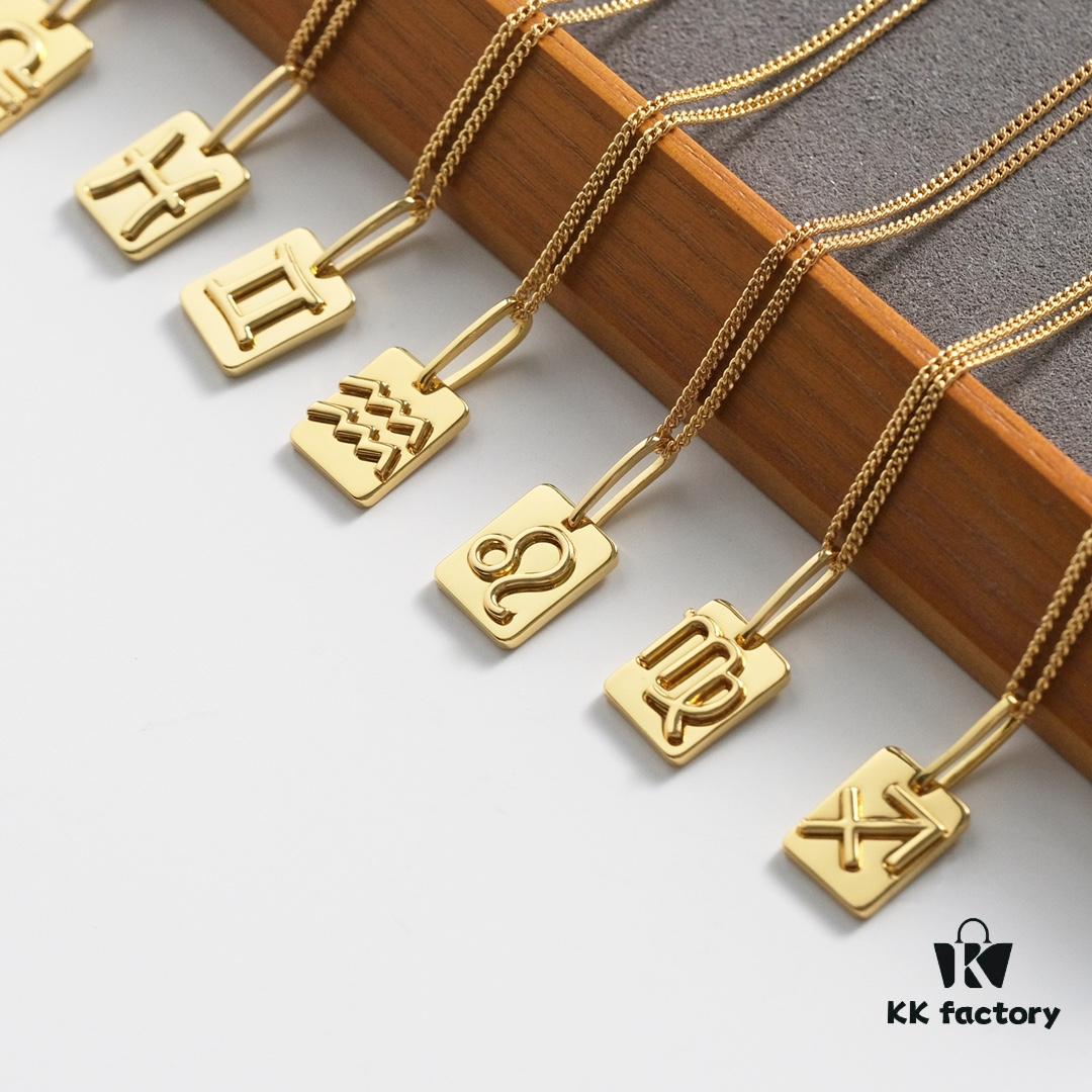 693014b412f62673a6fac9c1 Celine12 Zodiac Necklace, Highly Popular with Unique Constellation Relief Design, Made of Gold-Plated Copper Giving a Vintage and Mysterious Look