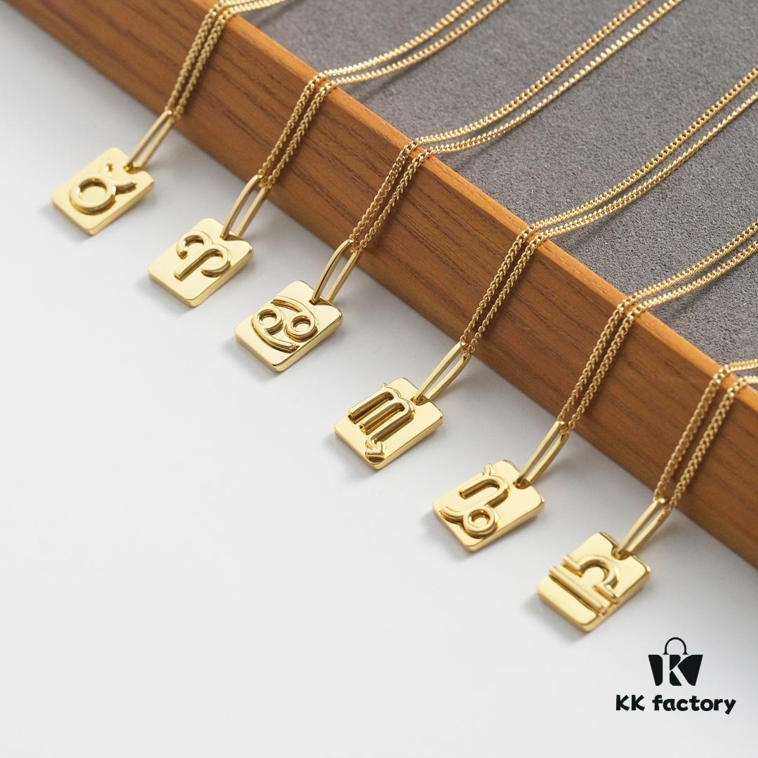 693014b512f62673a6fac9c2 Celine12 Zodiac Necklace, Highly Popular with Unique Constellation Relief Design, Made of Gold-Plated Copper Giving a Vintage and Mysterious Look