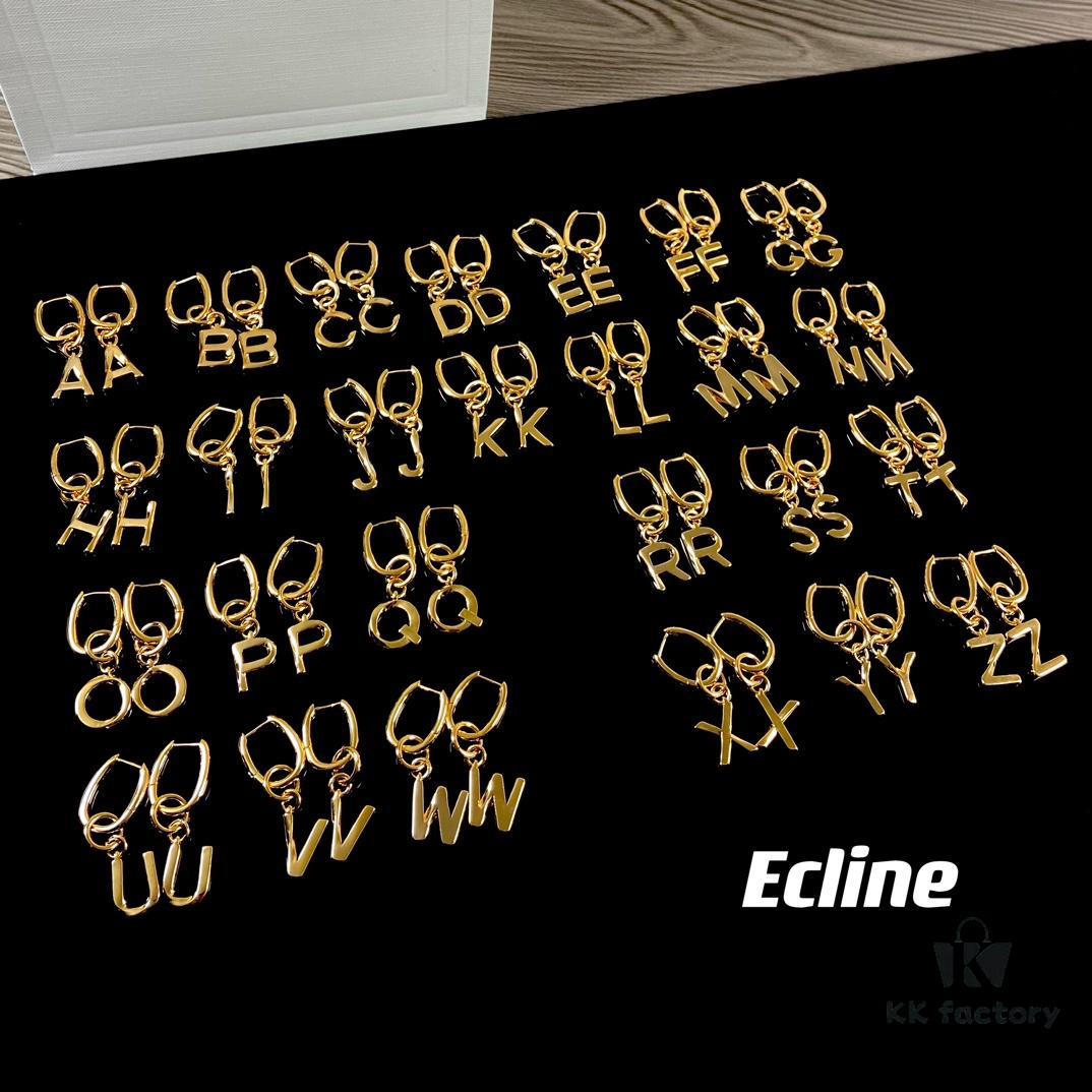 6930158612f62673a6faca6c Celine Letter Earrings, Consistent ZP Material! 26 Letters, Authentic Craftsmanship, Thick Gold Plating!