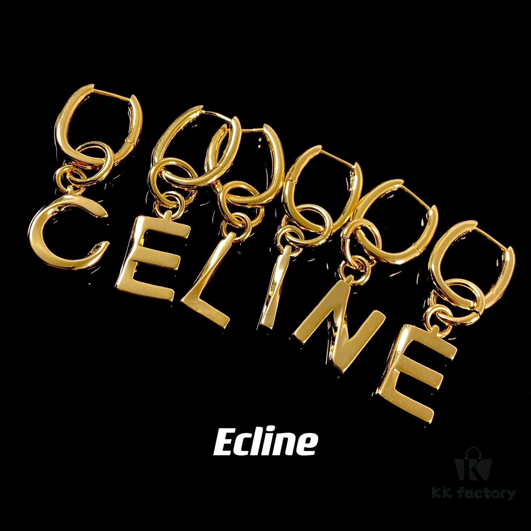 6930158612f62673a6faca6d Celine Letter Earrings, Consistent ZP Material! 26 Letters, Authentic Craftsmanship, Thick Gold Plating!