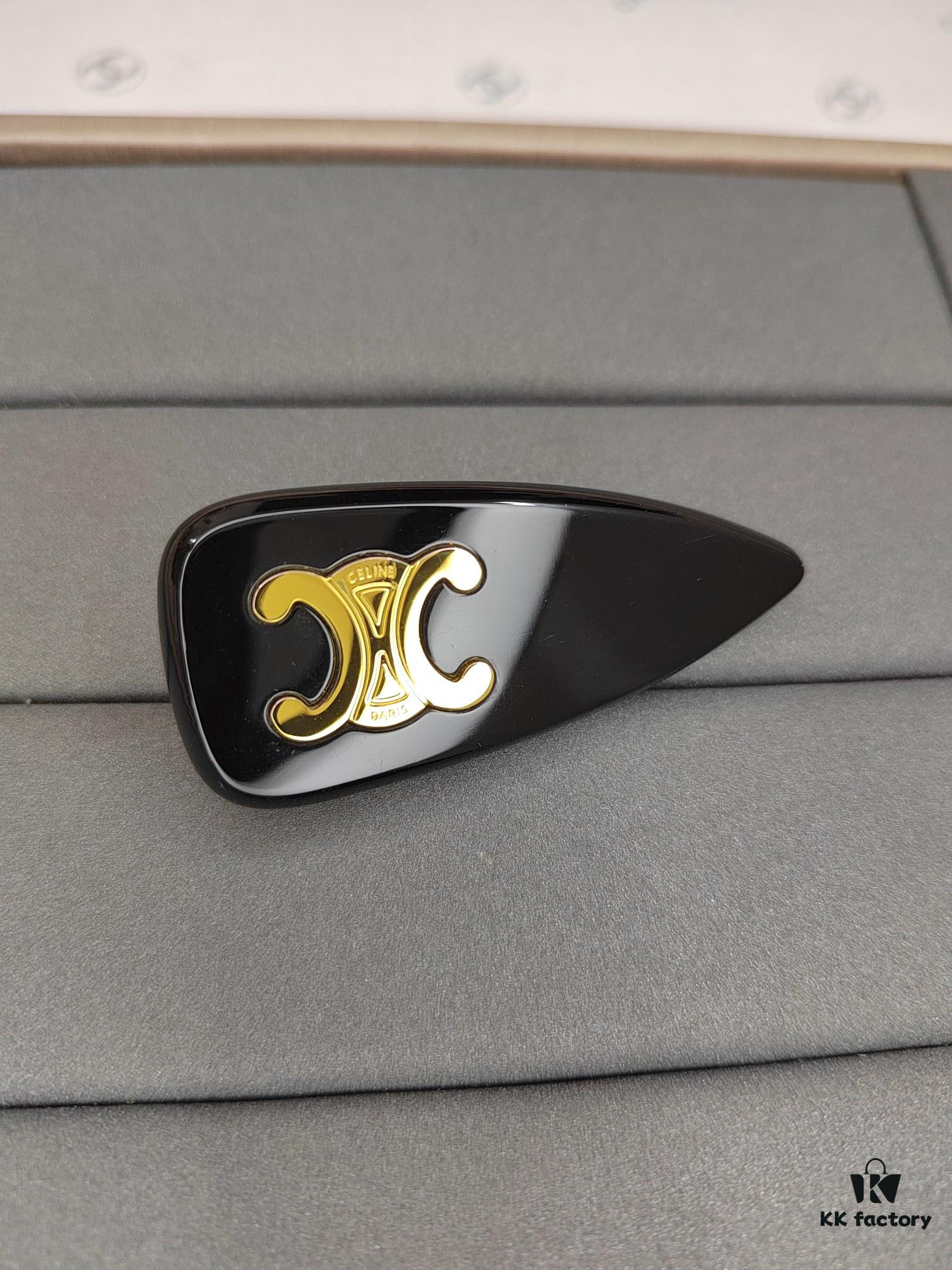 693015bb12f62673a6facaa8 Celine New Arrival Vintage Yellow Brass Hair Clip