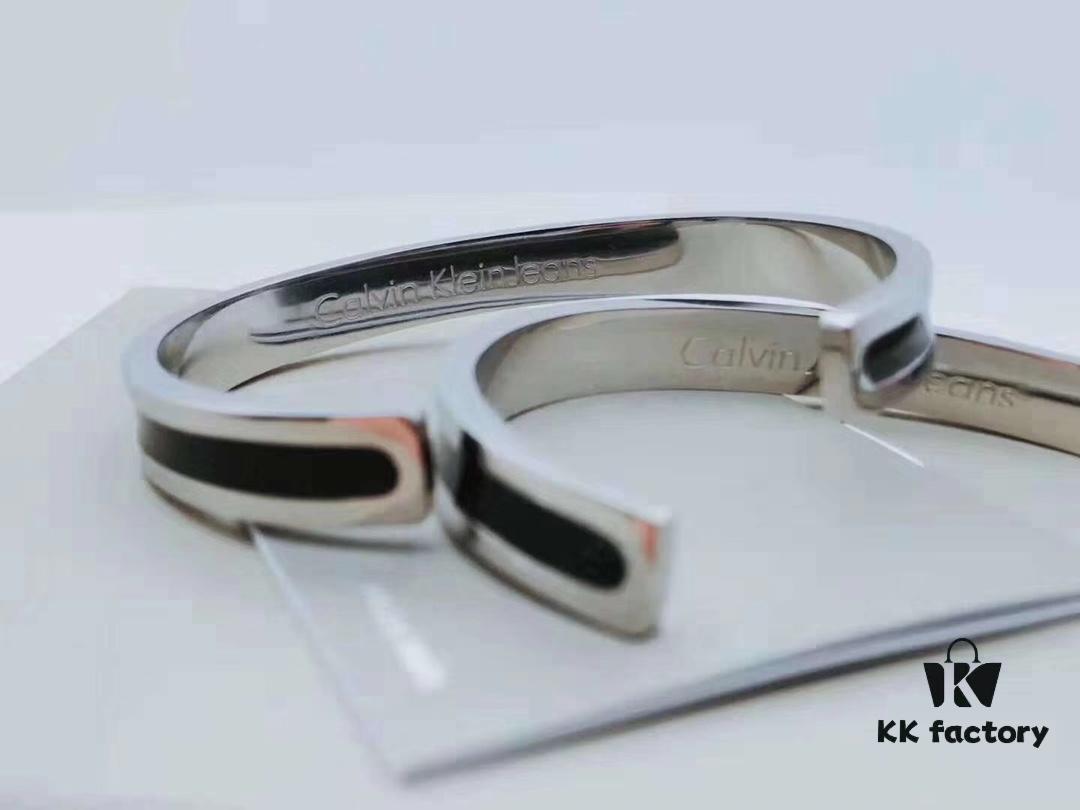 6930162012f62673a6facb35 CK Couple Special: CK Couple Open Bangle Bracelet, Black Steel 316, Guaranteed Authentic, Women's Inner Circumference 16.5cm, Men's Inner Circumference 17.5cm