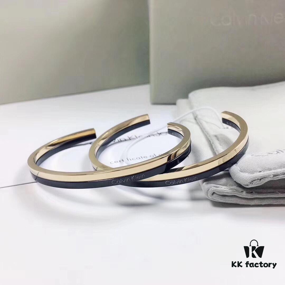 6930163612f62673a6facb6c CK Couple Special: CK Black Gold Two-Tone Bracelet with CNC Precision Carving and Vacuum Plating