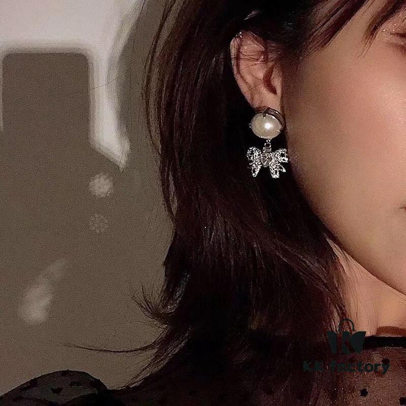 6930167512f62673a6facbea Miu Miu Bow Pearl Set ZP Custom Swarovski Crystal Stud Earrings, Adorable Girl Aesthetic