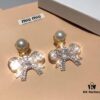 6930167a12f62673a6facbf5 Miu Miu Bow Knot Stud Earrings, Guo Biting Same Style, Princess-like Charm, Dual-tone Gold-plated Craft with Swarovski Pearl