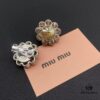 Miu Miu Textured Luxury Pearl Heart Ear Cuffs, Minimalist Design with Vintage Charm