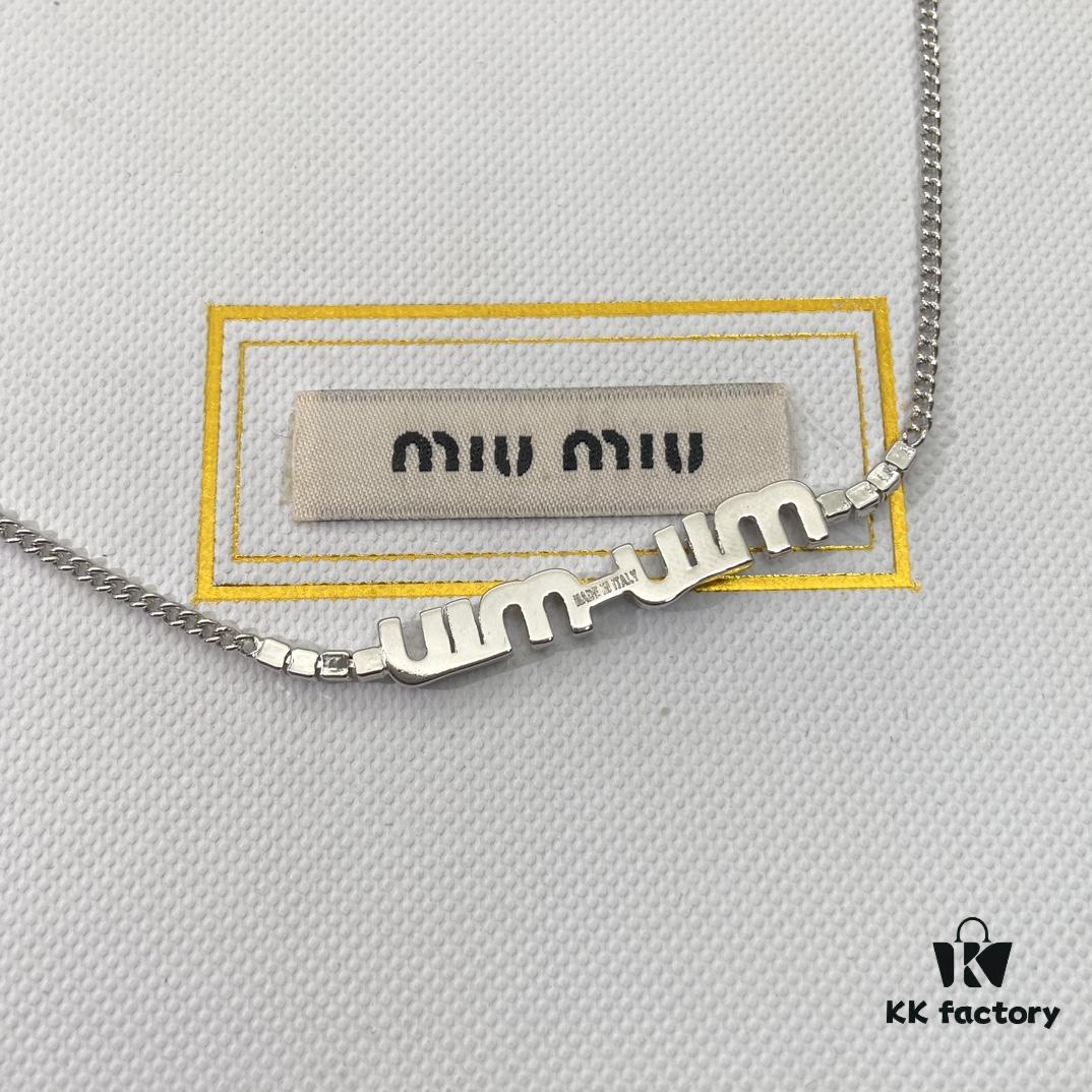 6930173912f62673a6faccd5 Miu Miu New Silver Full Diamond Letter Necklace