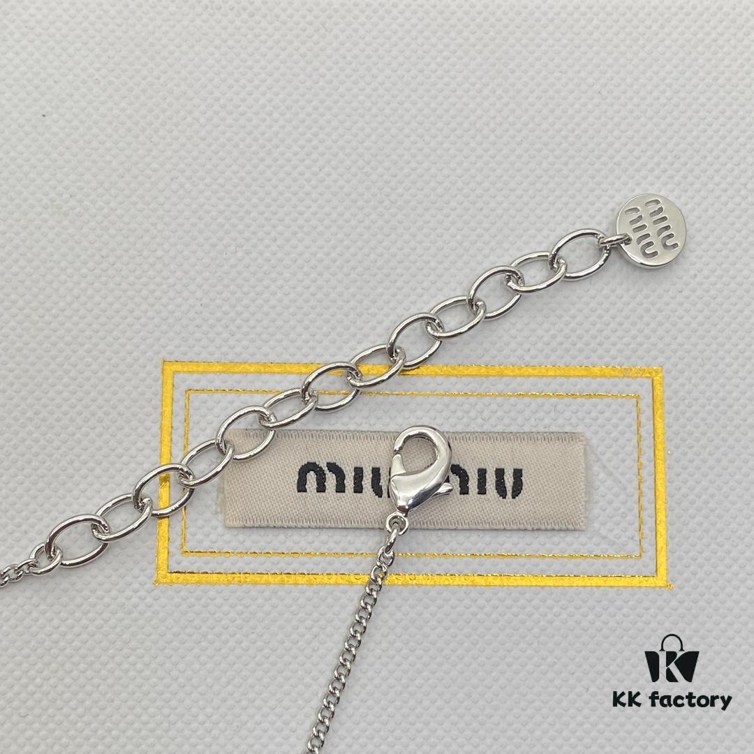 6930173a12f62673a6faccd6 Miu Miu New Silver Full Diamond Letter Necklace
