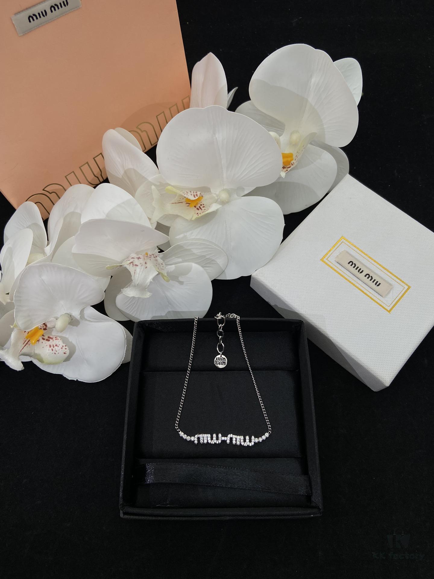 6930173a12f62673a6faccd7 Miu Miu New Silver Full Diamond Letter Necklace