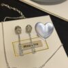 IUMIU New Arrival Silver Full Diamond Letter Pendant Stud Earrings