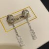 IUMIU New Arrival Silver Full Diamond Letter Pendant Stud Earrings