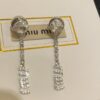 IUMIU New Arrival Silver Full Diamond Letter Pendant Stud Earrings