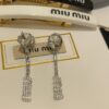 IUMIU New Arrival Silver Full Diamond Letter Pendant Stud Earrings