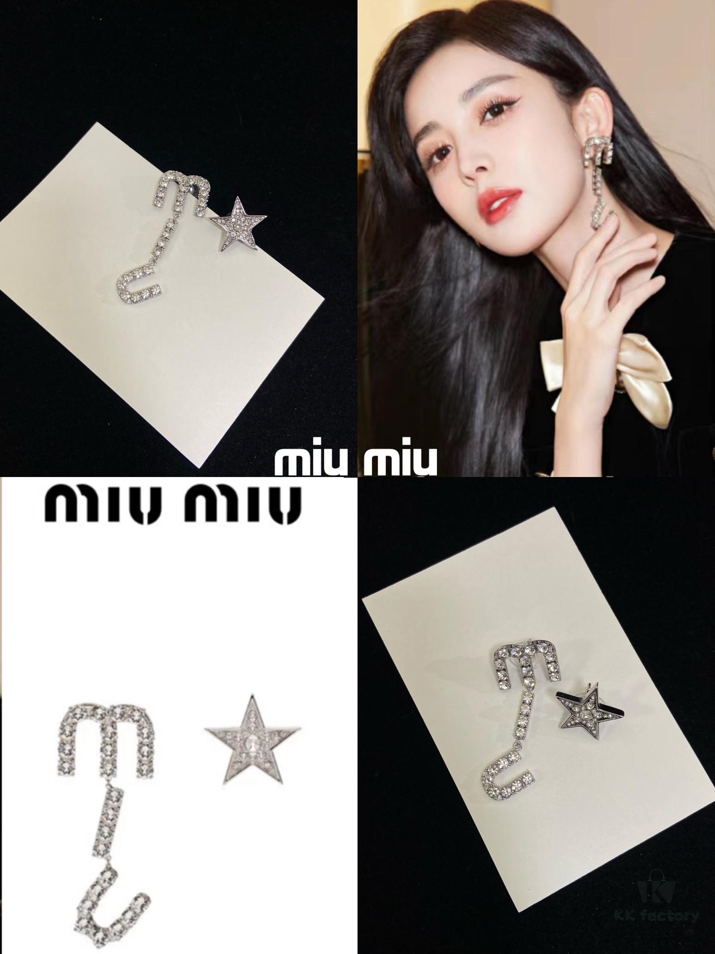 6930174812f62673a6facce8 Miu Miu Asymmetrical Star Stud Earrings