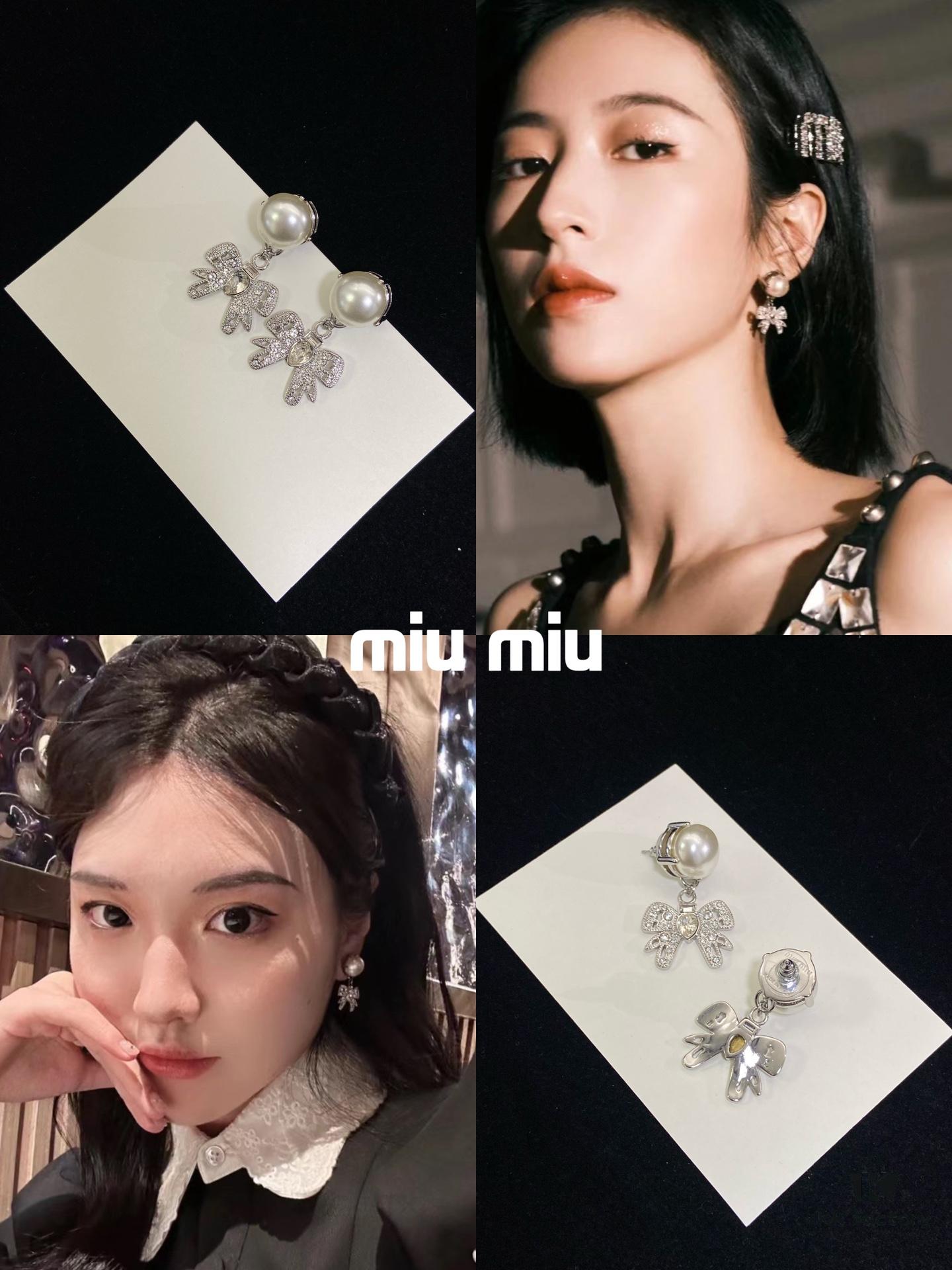 6930174f12f62673a6faccf2 Miu Miu Bow Pearl Stud Earrings with Swarovski Crystals Bling Bling, Princess Style
