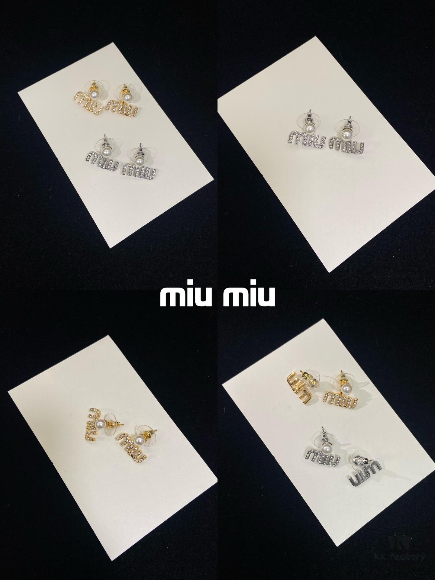 6930175012f62673a6faccf3 Miu Miu Rhinestone Pearl 'M' Letter Stud Earrings