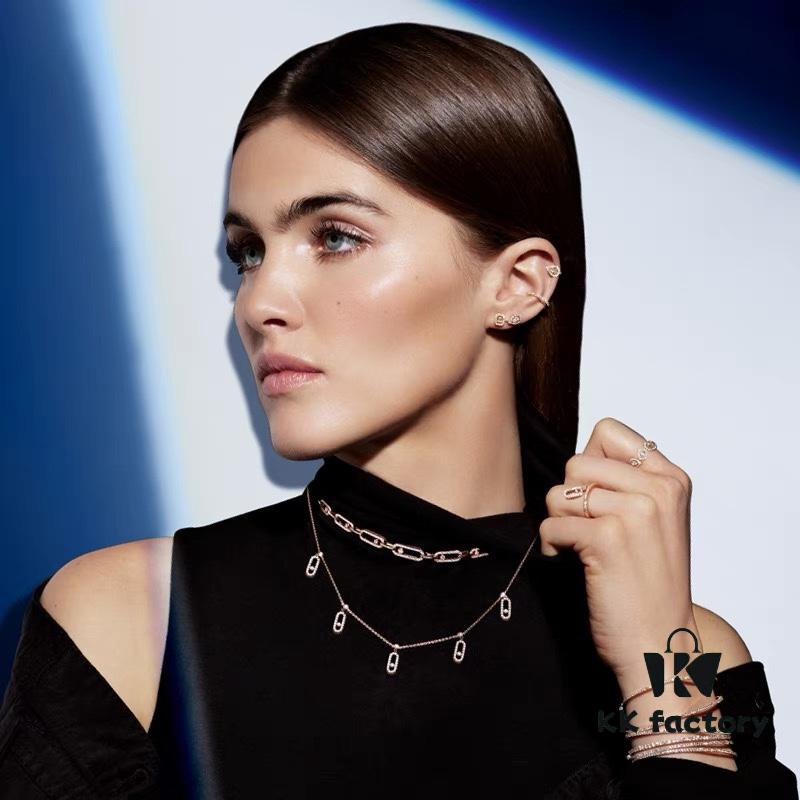 693017b112f62673a6facd7f Messika New Arrival Fully Diamond-Paved Five-Slider Necklace, Hand-Welded with Exquisite Craftsmanship, Versatile and Perfect for a Minimalist Summer Style