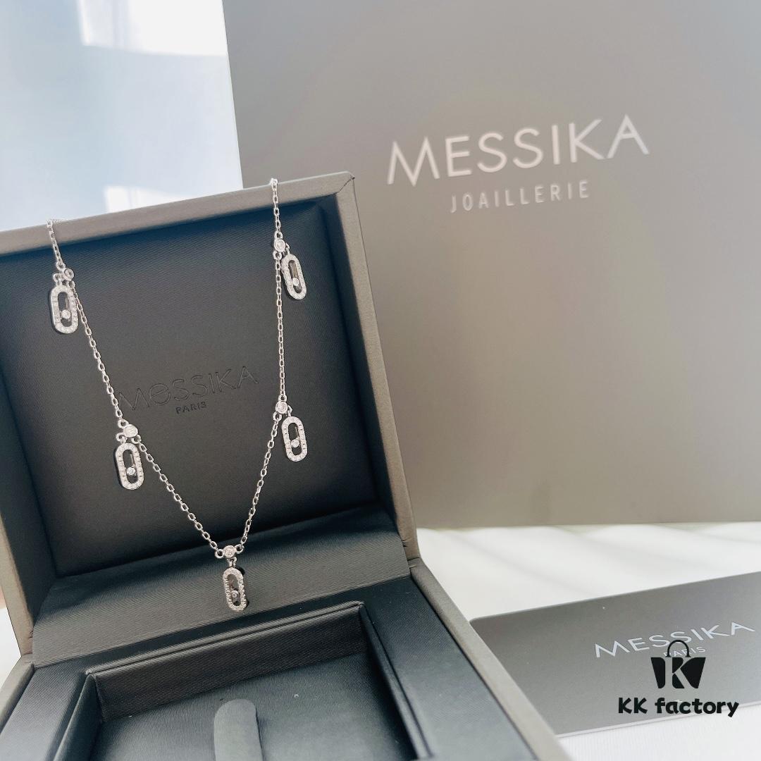 693017b212f62673a6facd81 Messika New Arrival Fully Diamond-Paved Five-Slider Necklace, Hand-Welded with Exquisite Craftsmanship, Versatile and Perfect for a Minimalist Summer Style