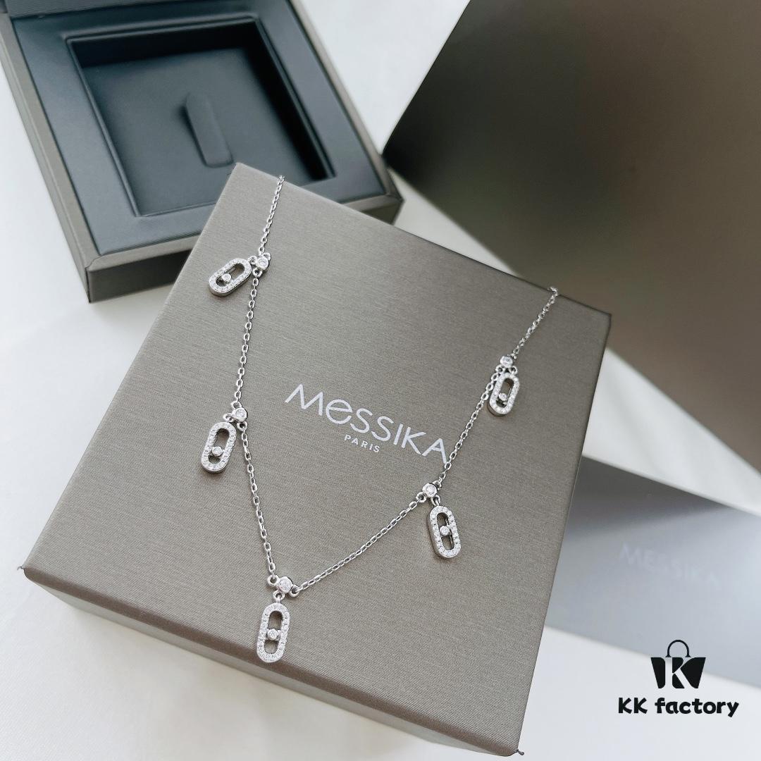 693017b412f62673a6facd83 Messika New Arrival Fully Diamond-Paved Five-Slider Necklace, Hand-Welded with Exquisite Craftsmanship, Versatile and Perfect for a Minimalist Summer Style