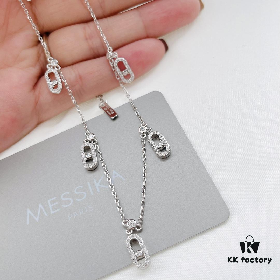 693017b512f62673a6facd86 Messika New Arrival Fully Diamond-Paved Five-Slider Necklace, Hand-Welded with Exquisite Craftsmanship, Versatile and Perfect for a Minimalist Summer Style