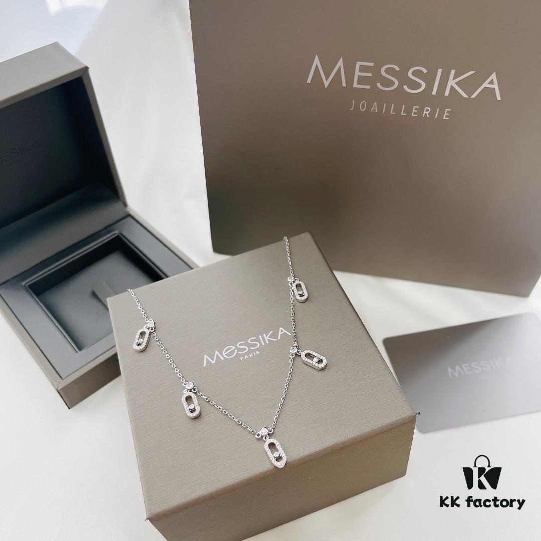 693017b612f62673a6facd87 Messika New Arrival Fully Diamond-Paved Five-Slider Necklace, Hand-Welded with Exquisite Craftsmanship, Versatile and Perfect for a Minimalist Summer Style