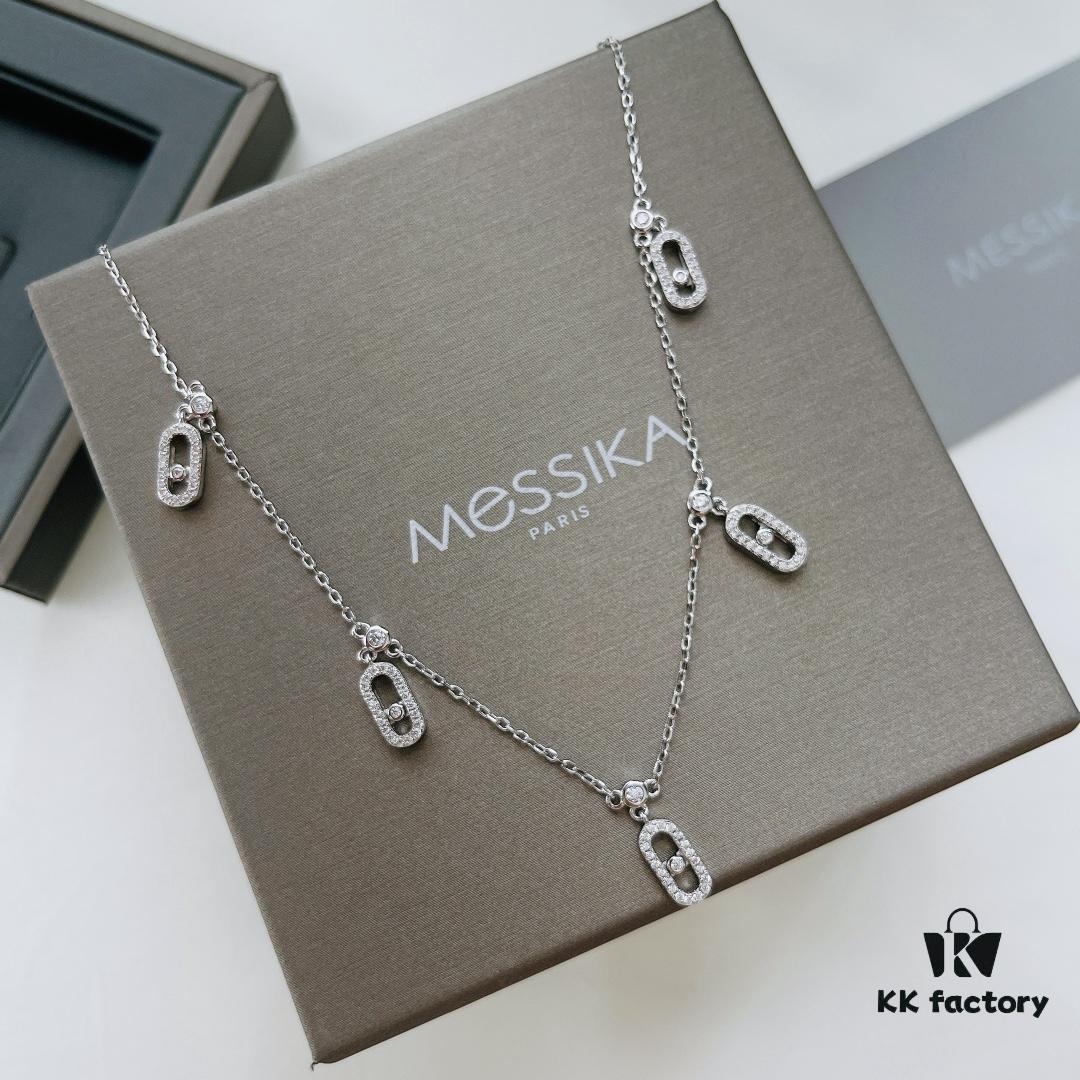 693017b812f62673a6facd8a Messika New Arrival Fully Diamond-Paved Five-Slider Necklace, Hand-Welded with Exquisite Craftsmanship, Versatile and Perfect for a Minimalist Summer Style