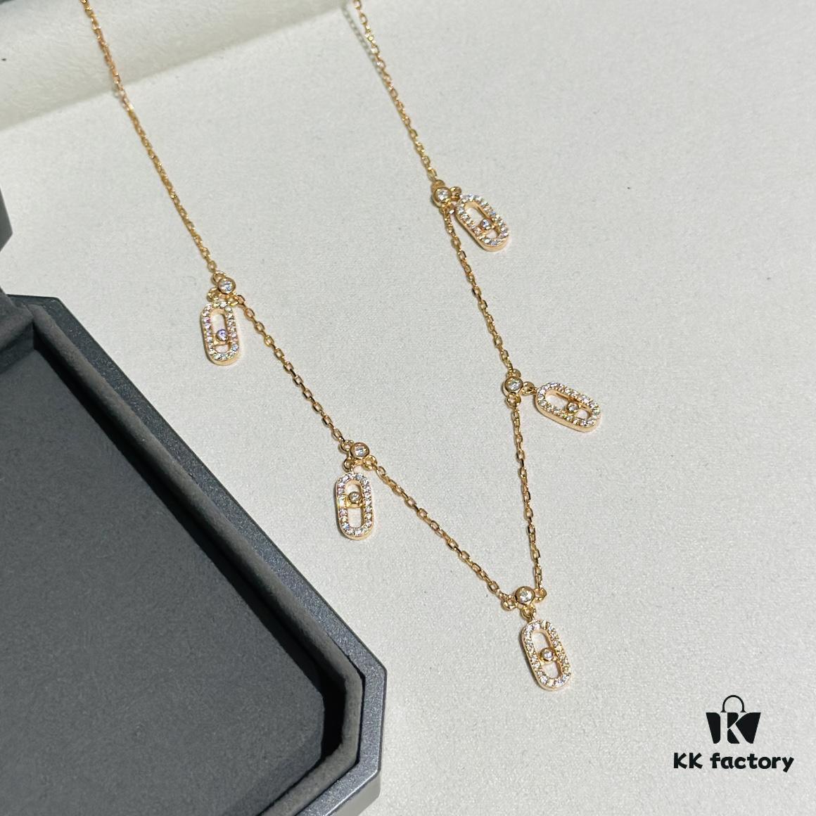 693017bd12f62673a6facd91 Messika New Arrival Fully Diamond-Paved Five-Slider Necklace, Hand-Welded Craftsmanship, Exquisite Workmanship, Versatile Style, Minimalist Summer Design