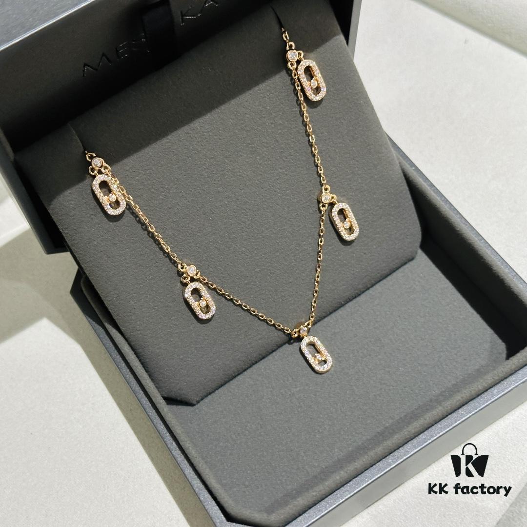 693017c012f62673a6facd95 Messika New Arrival Fully Diamond-Paved Five-Slider Necklace, Hand-Welded Craftsmanship, Exquisite Workmanship, Versatile Style, Minimalist Summer Design