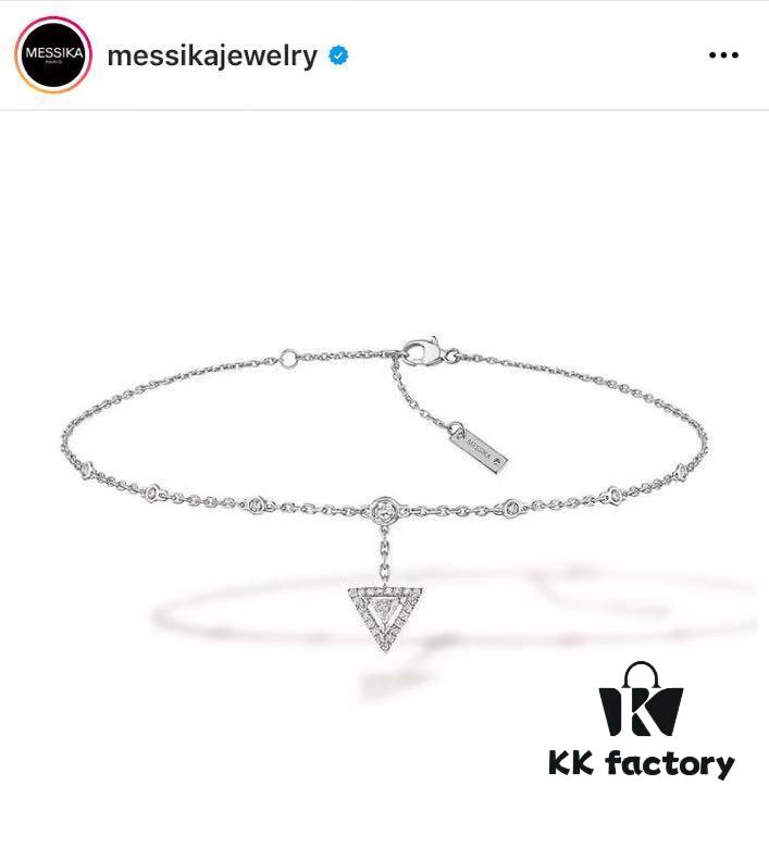 693017ce12f62673a6facdae Messika Jewelry Triangle Diamond Anklet Bracelet in White Gold and Rose Gold