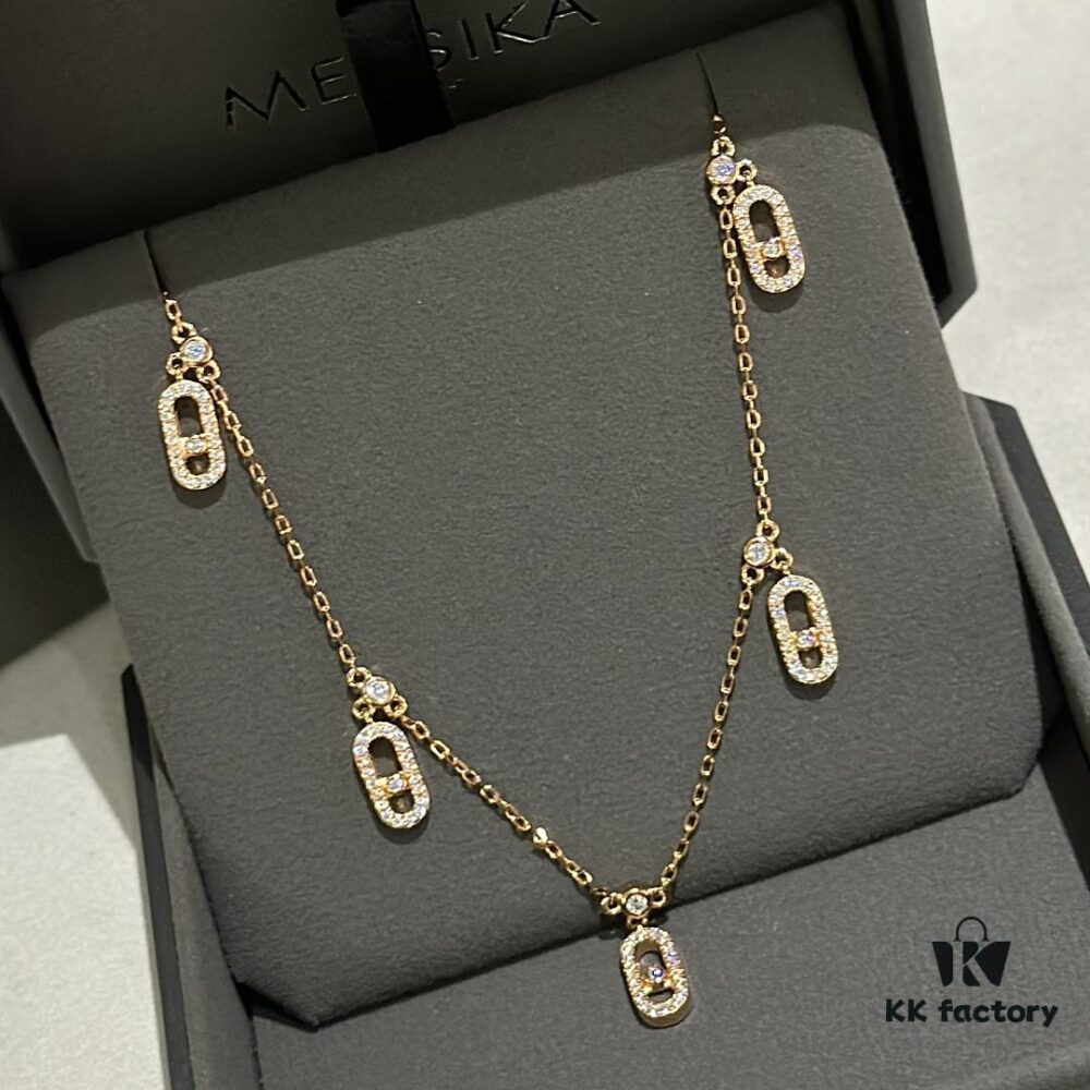 693017d412f62673a6facdb2 Messika New Arrival Fully Diamond-Paved Five-Slider Necklace, Hand-Welded Craftsmanship, Exquisite Workmanship, Versatile Style, Minimalist Summer Design