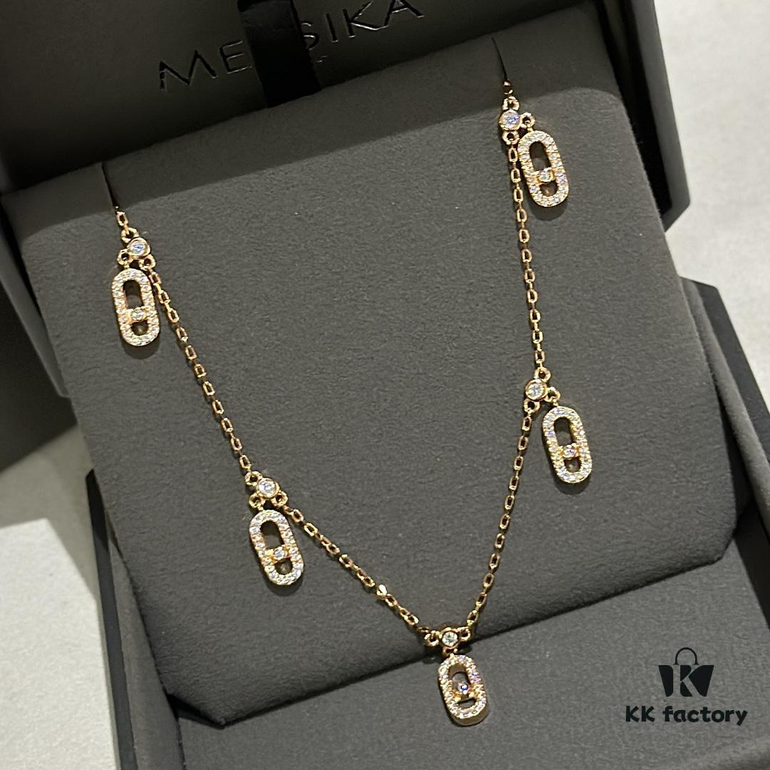 693017d412f62673a6facdb2 Messika New Arrival Fully Diamond-Paved Five-Slider Necklace, Hand-Welded Craftsmanship, Exquisite Workmanship, Versatile Style, Minimalist Summer Design