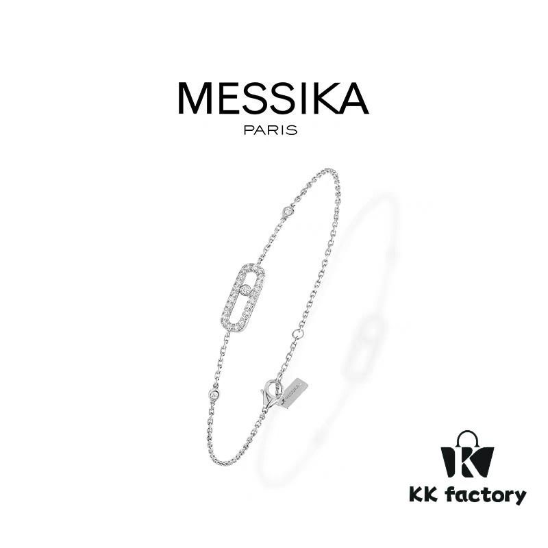 693017de12f62673a6facdc7 Messika Luxury New Arrival MessiKa Single Diamond Slide Bracelet Hottest Move Series Exclusive Bestseller Independent Designer Jewelry Brand, Popular Among Socialites and Instagram Influencers, Stunning Platinum and Rose Gold Bracelet