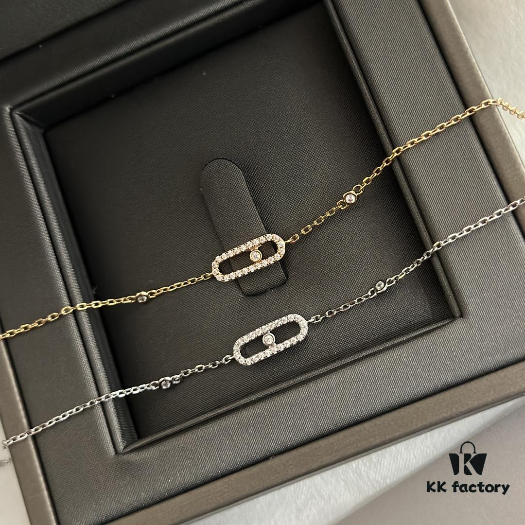 693017e012f62673a6facdcd Messika Luxury New Arrival MessiKa Single Diamond Slide Bracelet Hottest Move Series Exclusive Bestseller Independent Designer Jewelry Brand, Popular Among Socialites and Instagram Influencers, Stunning Platinum and Rose Gold Bracelet